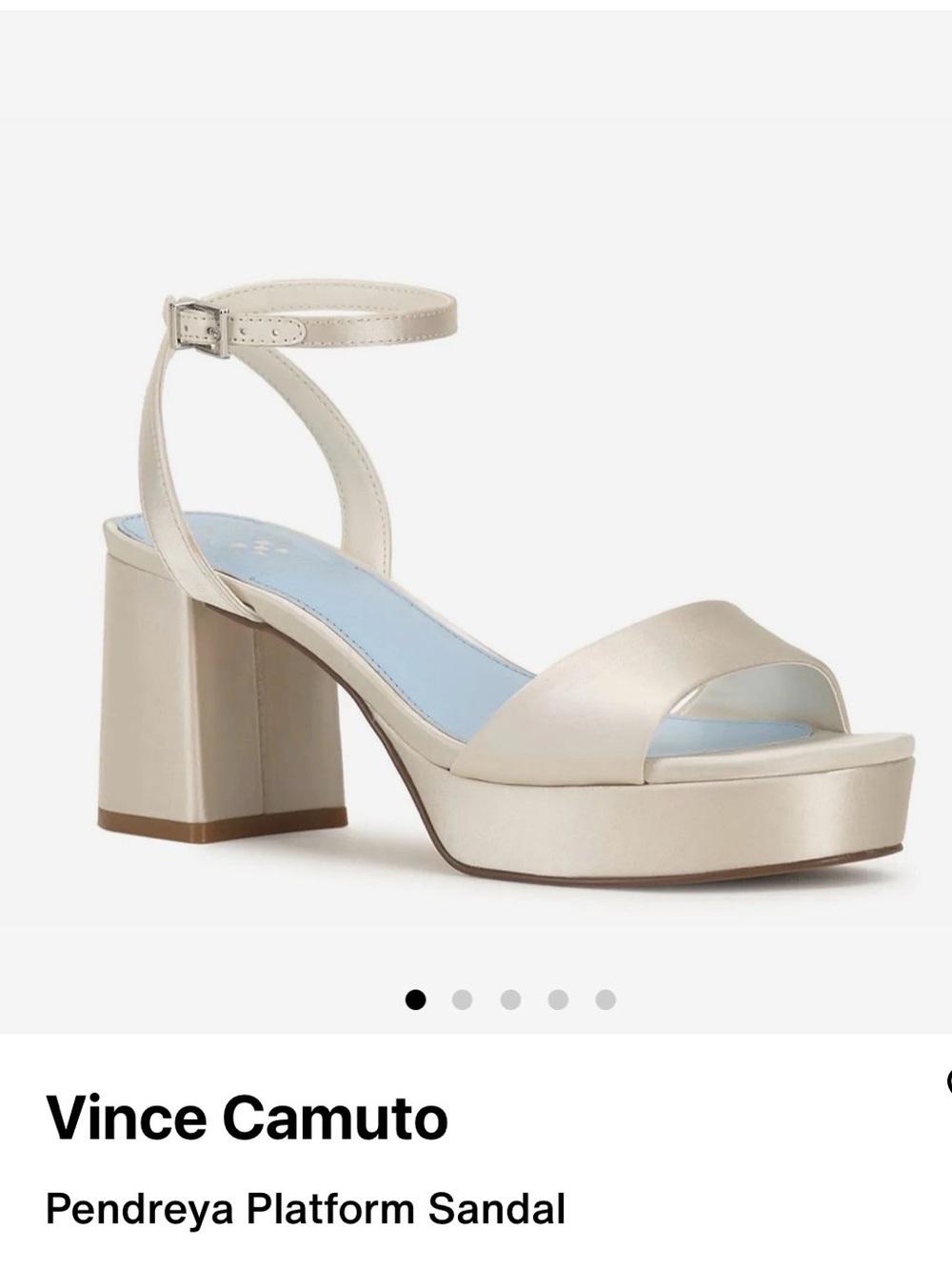 Vince Camuto Ivory Satin Platform Slingback Sandals